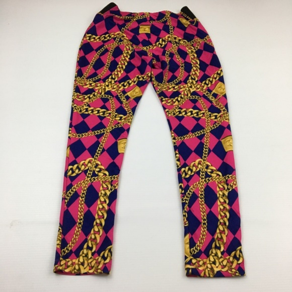 Nicki Minaj Graphic Pink Blue Gold Checker Legging - Picture 2 of 3